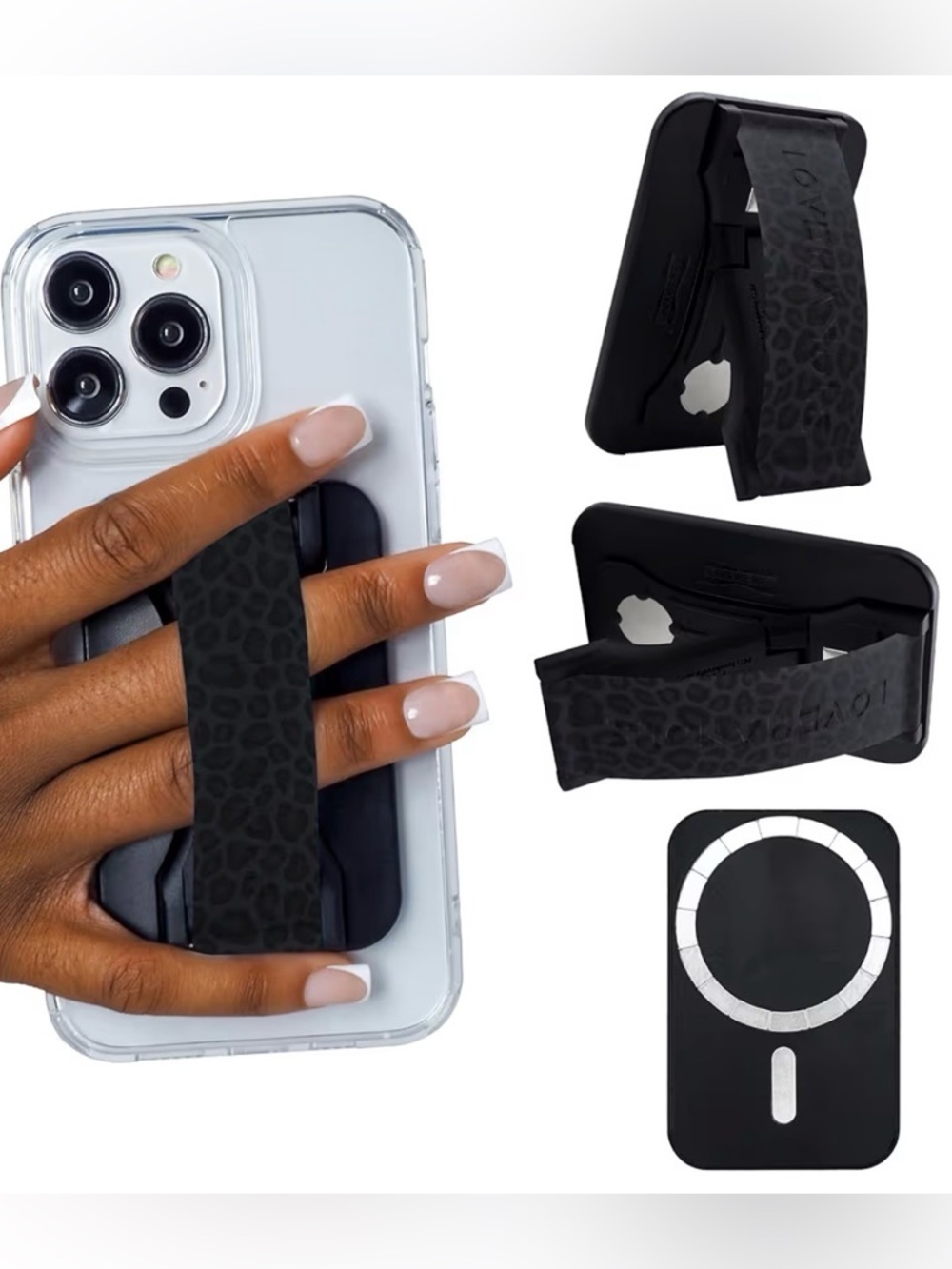 NEW LOVEHANDLE Phone Grip Strap with MAGSAFE - Black Leopard